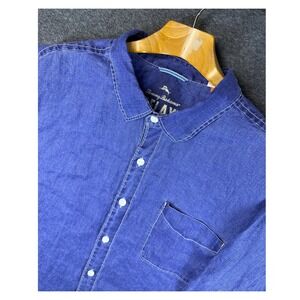 Tommy Bahama Relax Sea Glass Breezer Linen Long Sleeve Button Up Shirt Mens 3XT